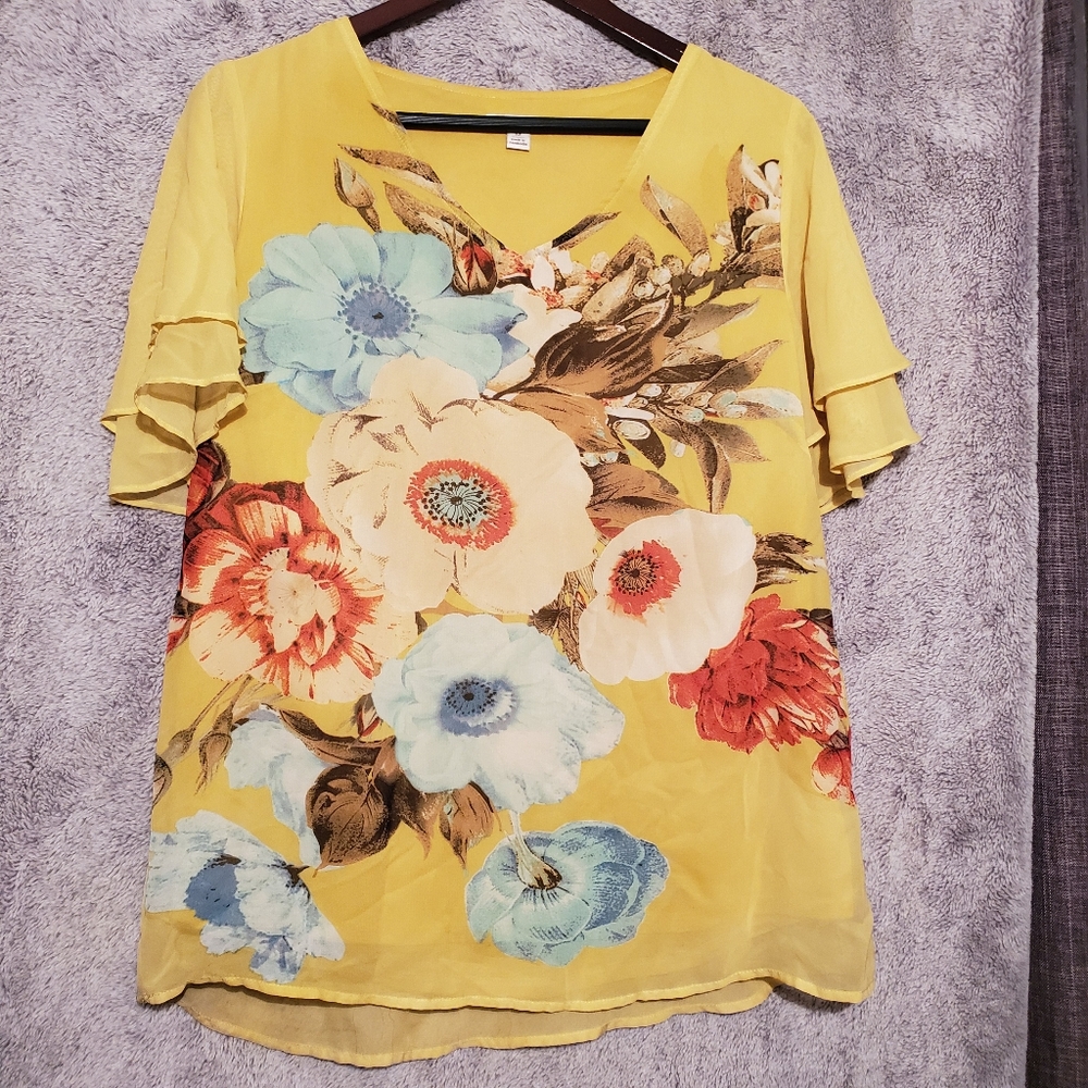 Yellow shirt light weight floral